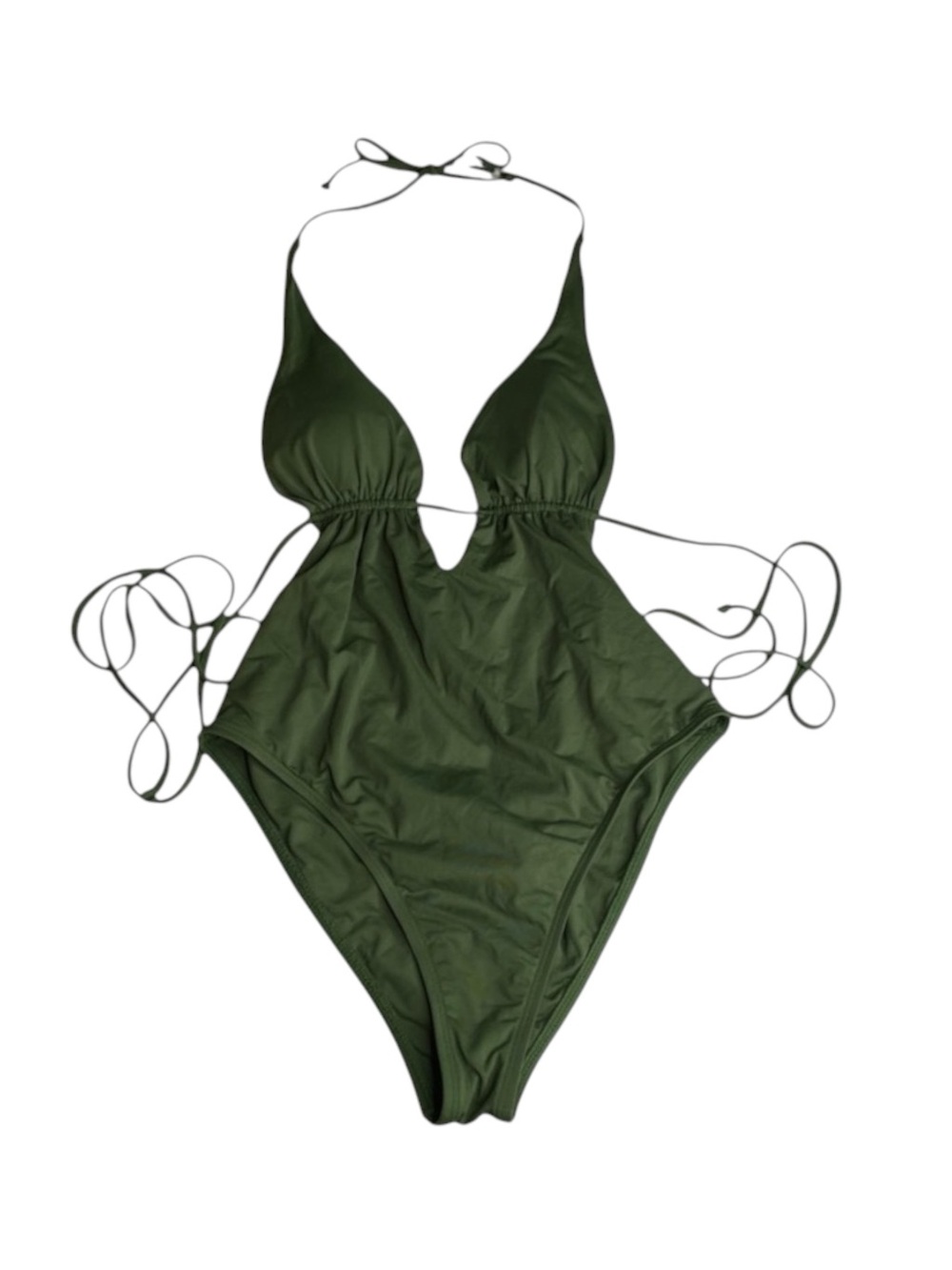 L*Space ☼ Pamela Plunging Strappy Open Back One Piece Swimsuit ☼ Olive Green 10 - Picture 5 of 16